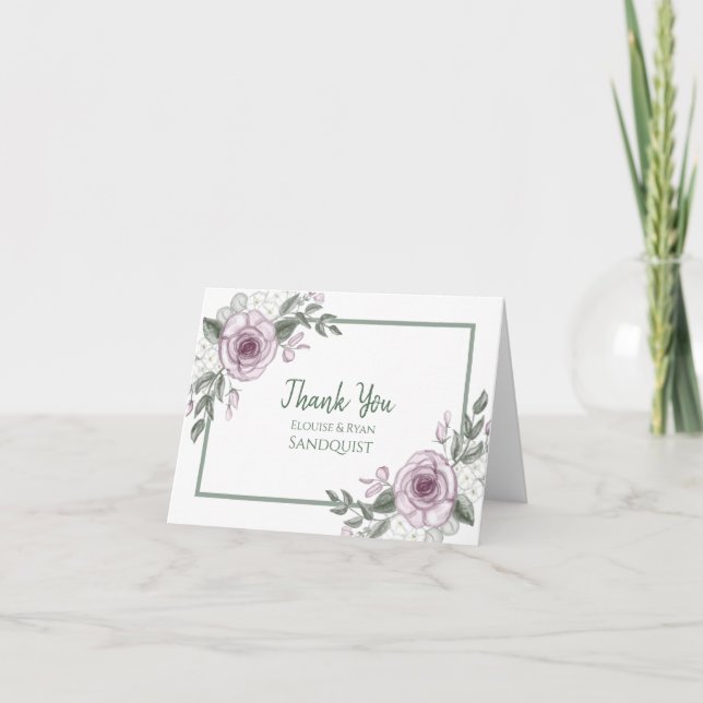 Dankeschön | Mauve Rose Floral Elegant Karte (Vorderseite)