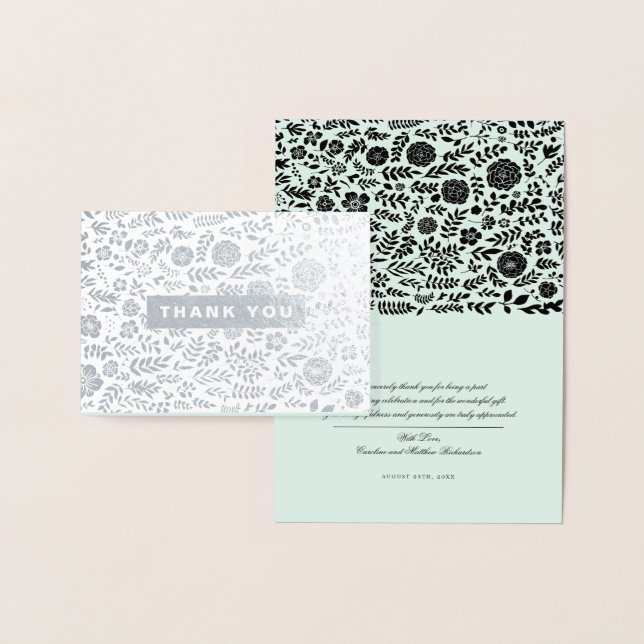 Dankeschön. Mint Black Real Foil Hochzeitskarten Folienkarte (Anzeige)