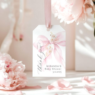 Dankeschön mit floralem Motiv Pink Bow Baby in Blo Geschenkanhänger