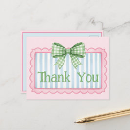 Dankeschön mit rosa und blauem Rahmen und grüner G Postkarte