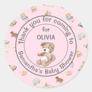 Dankeschön-Mitbringsel für Baby-Party, Rosa Mädche Runder Aufkleber