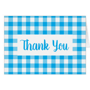 Dankeschön-Muster Blau-Weiß-Gingham-Karo-Danksagun