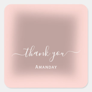 Dankeschön Name Blush Rose Skinny Minimalismus Gef Quadratischer Aufkleber