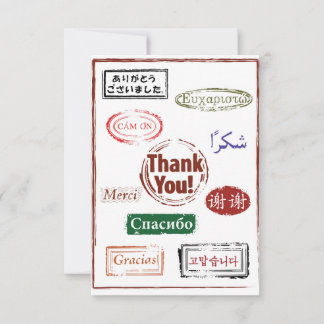 Dankeschön Note Card - Vielen Dank in vielen Sprac RSVP Karte