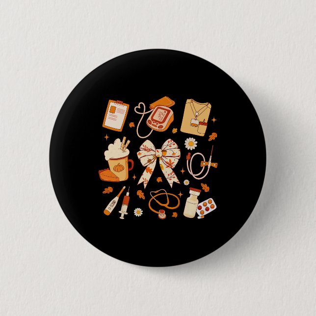 Dankeschön Nurse Fall Stethoscope Coquette Bow Dan Button (Vorderseite)