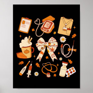 Dankeschön Nurse Fall Stethoscope Coquette Bow Dan Poster
