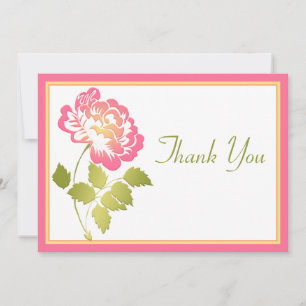 Dankeschön, Pink, Gelb und grüne Peony Card Dankeskarte
