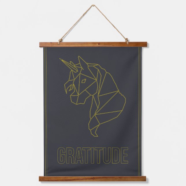 Dankeschön-Plakat eines Einhornpferdes Wandteppich Mit Holzrahmen (Vorderseite)