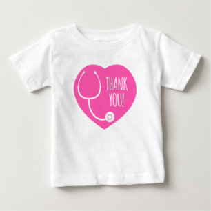 Dankeschön rosa Herzschrittkop Baby T-shirt