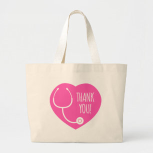 Dankeschön  rosa Herzschrittkop Jumbo Stoffbeutel