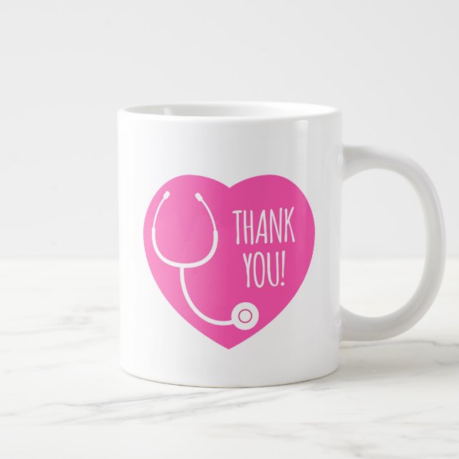 Dankeschön| rosa Herzschrittkop Jumbo-Tasse (Rechts)