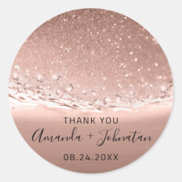 Dankeschön Rose Name Datum Spark Beach Waves Crysa Runder Aufkleber