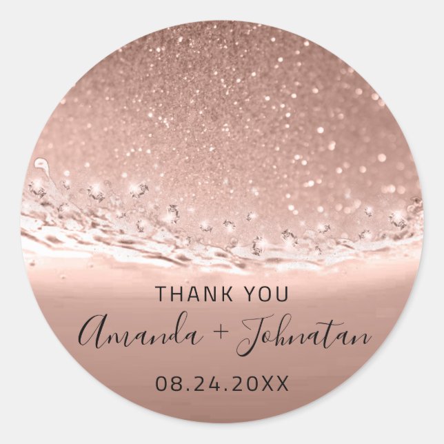 Dankeschön Rose Name Datum Spark Beach Waves Crysa Runder Aufkleber (Vorderseite)
