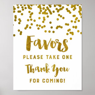 Dankeschön-Schild mit goldenem Konfetti Poster