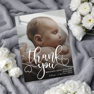 Dankeschön-Schrift Baby-Geburtsankündigung Postkar Postkarte