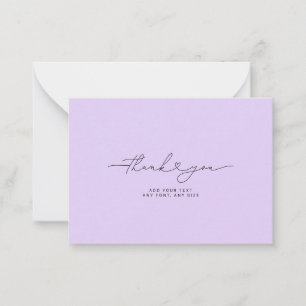 Dankeschön-Schrift-Herz Elegant 3,5"X2.5" Lila Mitteilungskarte