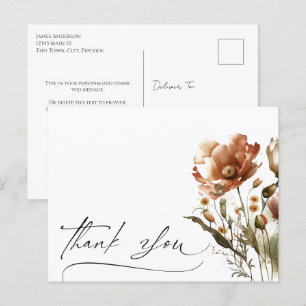 Dankeschön Schrift Wasserfarbe Wildblume Postkarte