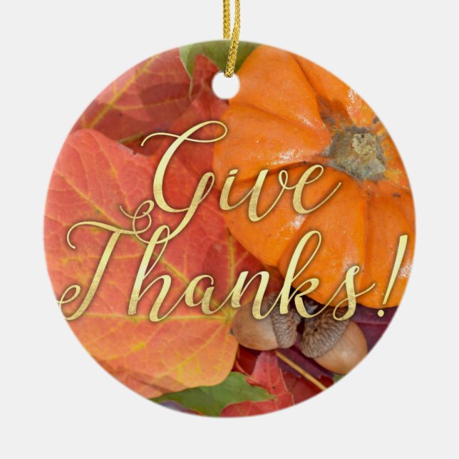 Dankeschön Script Typografy Autumn Erntedank Keramikornament (Vorne)