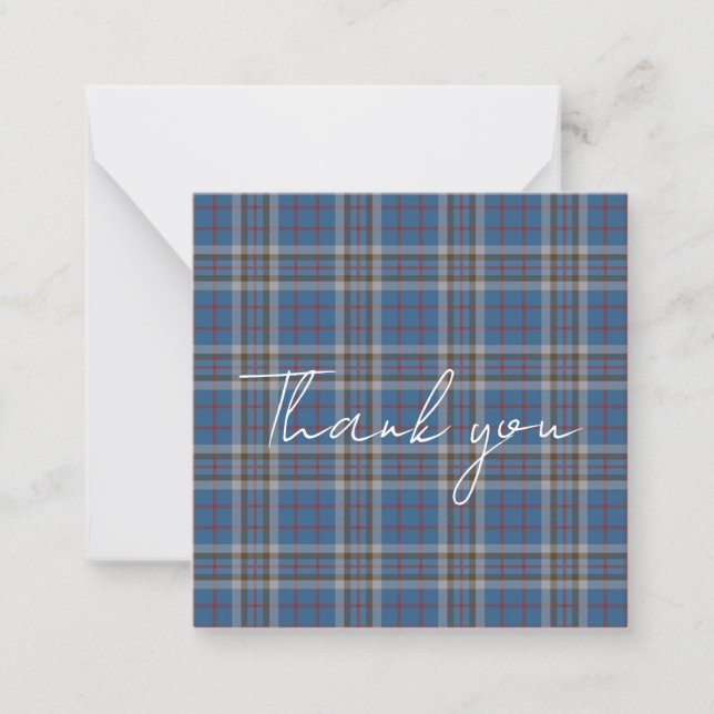 Dankeschön-Skript Plaid Tartan Thompson Rustikal Mitteilungskarte (Vorderseite)