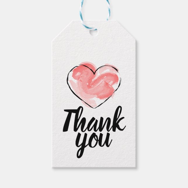 Dankeschön-Tags mit rotem Herz Geschenkanhänger (Vorderseite)