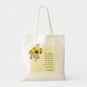 Dankeschön-Tasche für Lehrer mit Sonnenblumen Tragetasche