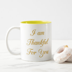 Dankeschön-Text-Zitat-Kunst-Druck-Design Zweifarbige Tasse