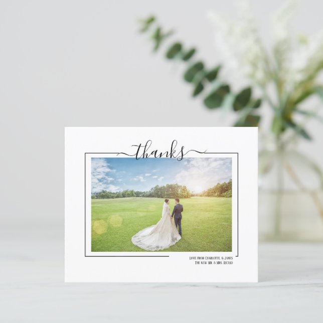 Dankeschön Typografy Foto Personalisiert Wedding C (Stehend Vorderseite)