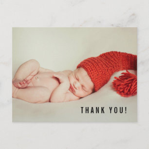 Dankeschön und Baby-Geburtsanzeige-Foto Postkarte