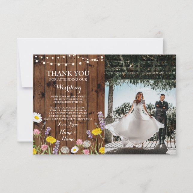 Dankeschön Verlobung Wedding Wild Blume Pic Einladung (Vorderseite)