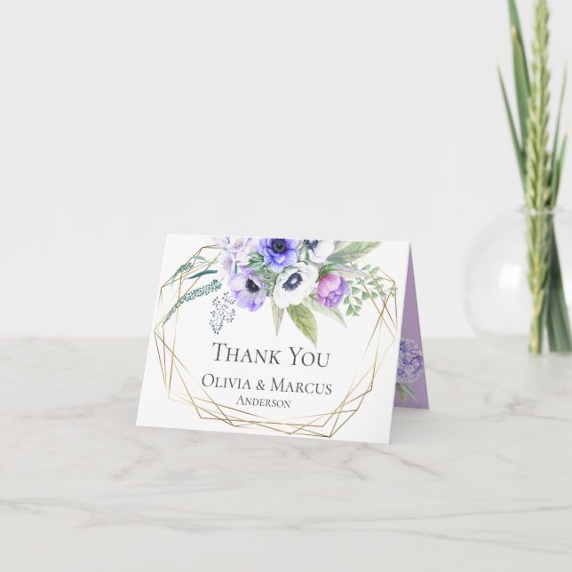 Dankeschön| Violett Anemone Floral Bouquet Dankeskarte (Vorderseite)