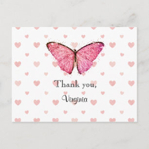 Dankeschön-Vorlage mit rosa und weißem Glitter Postkarte