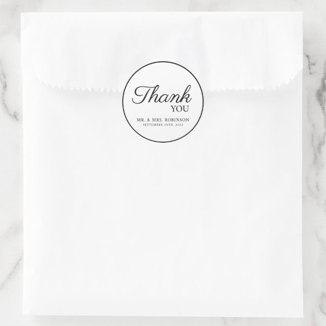 Dankeschön zum Hochzeitsaufkleber. Runder Aufkleber (Tasche)