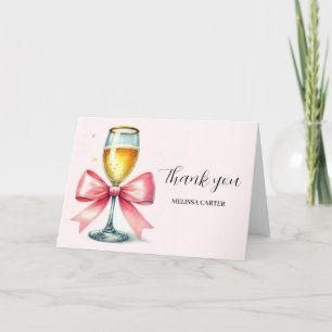 Dankeschön zur Brautparty mit rosa Schleife Coquet Dankeskarte
