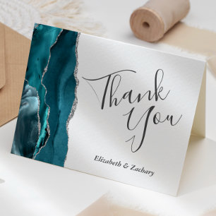 Dankeschön zur silbernen Hochzeit aus Teal-Achat Karte