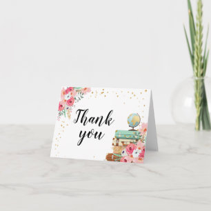 Dankeschönkarte Floral Fräulein auf Frau Reiseaben Dankeskarte