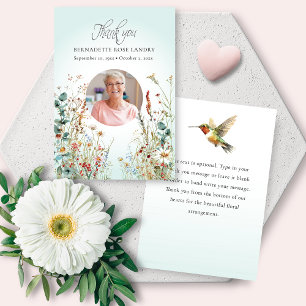Dankesfeier Wildblumen Kolibri Dank Dankeskarte