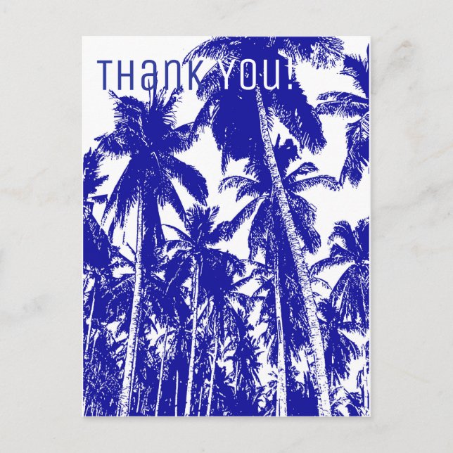 Dankeskarte. Design tropischer Palmen Postkarte (Vorderseite)