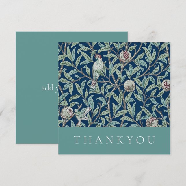 Dankeskarte: WILLIAM MORRIS : POMEGRANATE Dankeskarte (Vorne/Hinten)