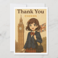 Dankeskarten - Britische Anime-Schülerin