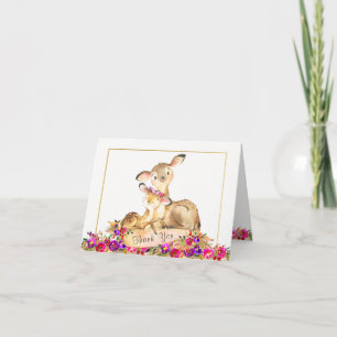 Dankeskarten für Baby-Party Mädchen Reh Dankeskarte