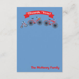 Dankeskarten für Baby-Party mit Fahrradmotive Dankeskarte