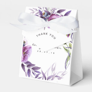 Dankeskarten für Baby Shower mit Aquarell-Violett- Geschenkschachtel