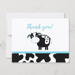 Dankeskarten für Baby Shower mit blauer Milchkuh Dankeskarte