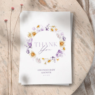 Dankeskarten für Baby Shower mit floralem Motiv Einladung