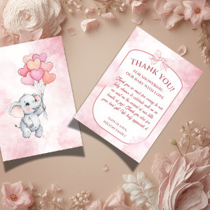 Dankeskarten für Baby Shower mit rosa Elefant für Dankeskarte