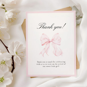 Dankeskarten für Baby Shower mit rosa Schleife Mitteilungskarte