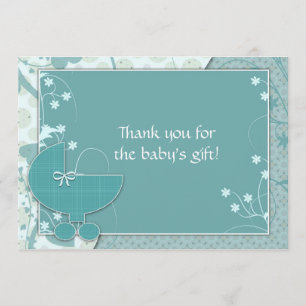 Dankeskarten für Baby Shower Türkis Baby Buggy Dankeskarte