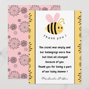 Dankeskarten für Bienen Süß wie Bienchen Baby Show Dankeskarte