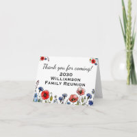 Dankeskarten für Familientreffen mit Mohn und Wild