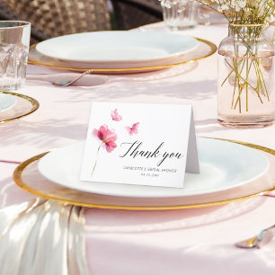Dankeskarten für Florale Pink Brautparty Dankeskarte